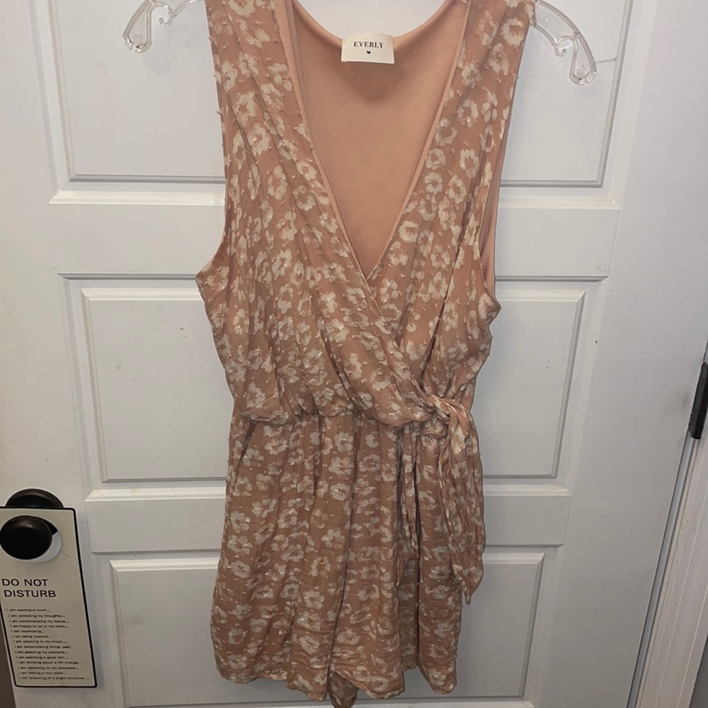 white and pink floral romper